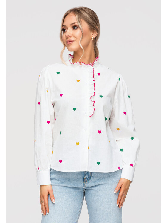 Ombre Ombre Koszula OW-SH-E0039 Biały Loose Fit