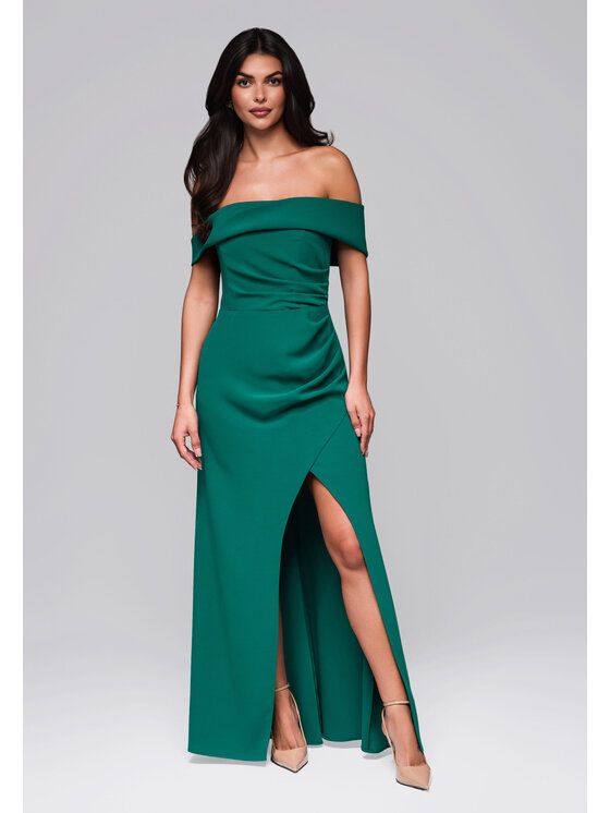Ombre Ombre Sukienka wieczorowa LA-OM-DLR232 Zielony Regular Fit