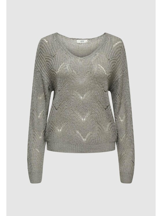 Jacqueline de Yong Jacqueline de Yong Maglione JDYBADUT L/S V-NECK STRUC GLITT PULL KNT Grigio V-Neck Fit