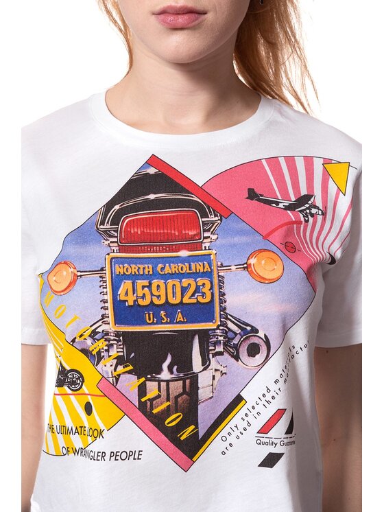 Wrangler Wrangler T-Shirt CROP TEE Biały Regular Fit