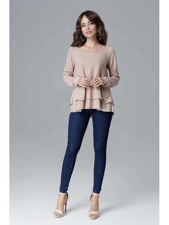 Lenitif Lenitif Blusa L020 Beige Regular Fit