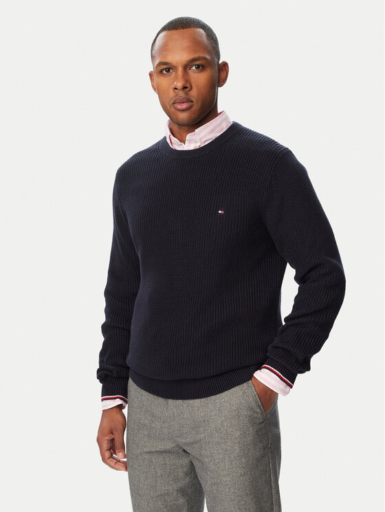 Tommy Hilfiger Tommy Hilfiger Sveter MW0MW41516 Tmavomodrá Regular Fit