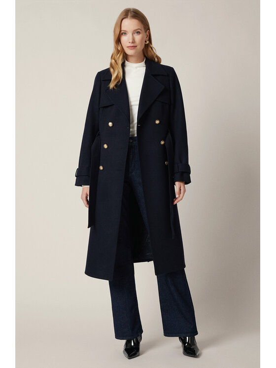 Lancerto Lancerto Płaszcz Eloria PC073225000016 Granatowy Regular Fit