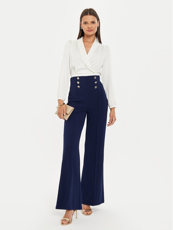 Rinascimento Rinascimento Kalhoty z materiálu CFC0019595002 Tmavomodrá Regular Fit