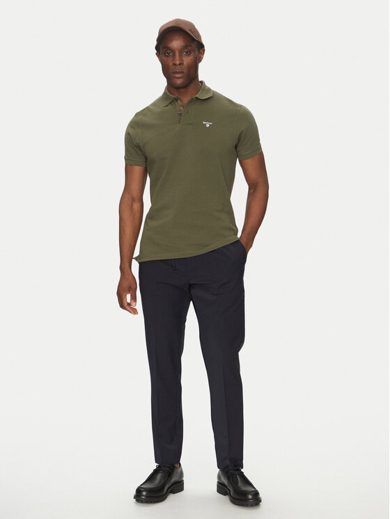 Barbour Barbour Тениска с яка и копчета Tartan MML0012OL51 Каки Regular Fit