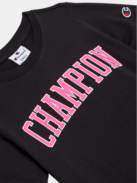 Black champion shirt with cheap pink writing