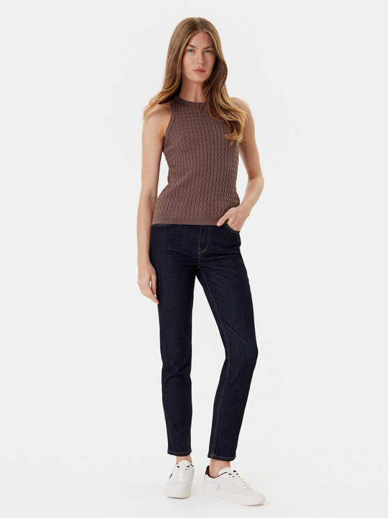 Tommy Hilfiger Tommy Hilfiger Felső WW0WW45706 Barna Slim Fit