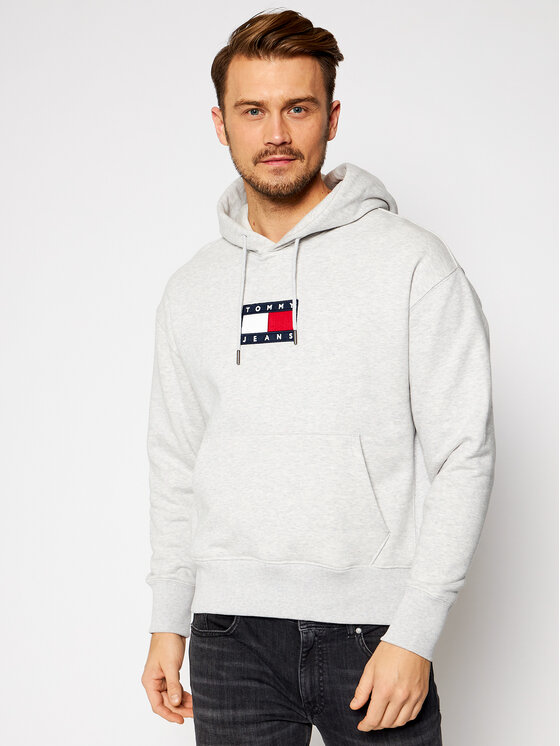 Tommy Jeans Felpa Small Flag DM0DM08726 Grigio Regular Fit • Modivo.it