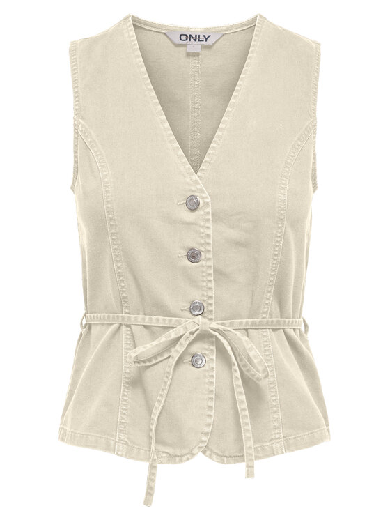 ONLY ONLY Top Silla 15374051 Kremowy Regular Fit