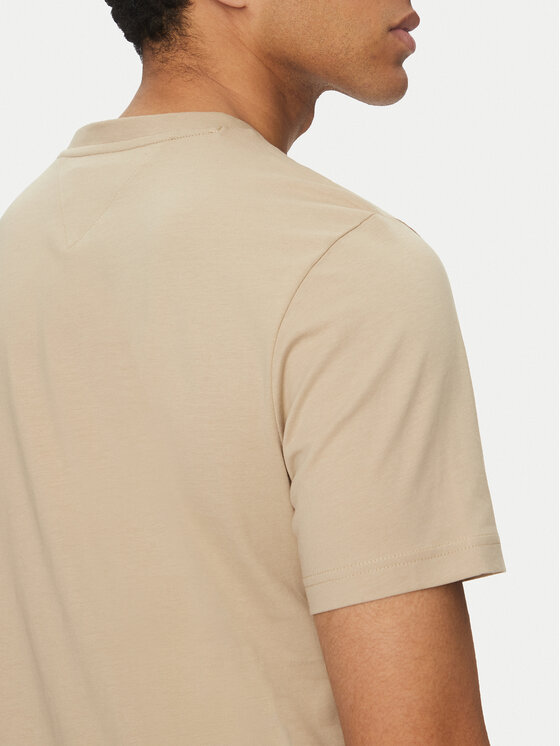 Tommy Hilfiger Tommy Hilfiger T-Shirt Flag Box MW0MW38636 Beżowy Regular Fit