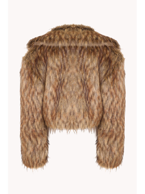 Epuzer Epuzer Kurtka przejściowa Faux fur animal print Brązowy Standard Fit