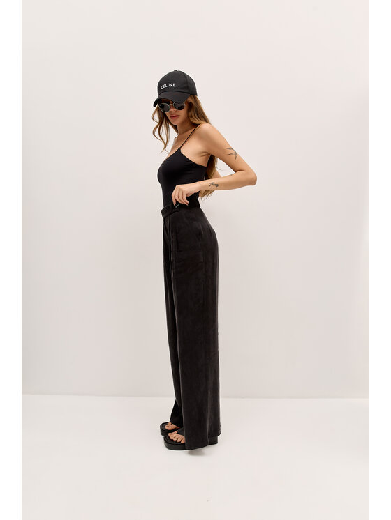 Hottie Hot Hottie Hot Kalhoty z materiálu PAYA Černá Oversize