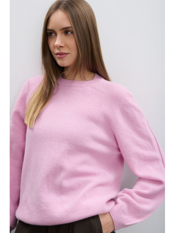 Fobya Fobya Sweter F2100 Różowy jasny Basic Fit