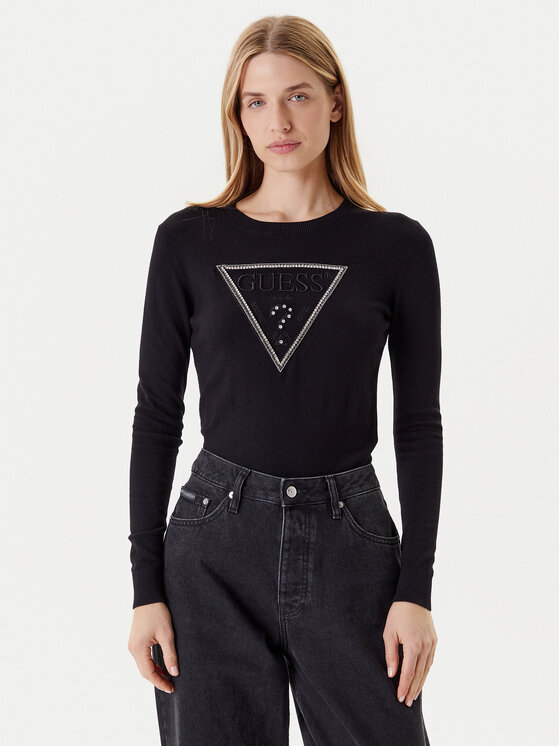 Guess Guess Pulover W5YR23 Z2NQ2 Negru Regular Fit
