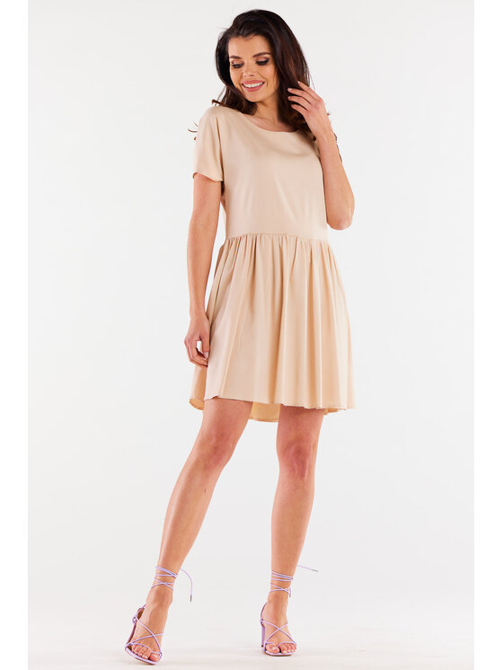 Awama Awama Sukienka letnia A517 Beżowy Basic Fit