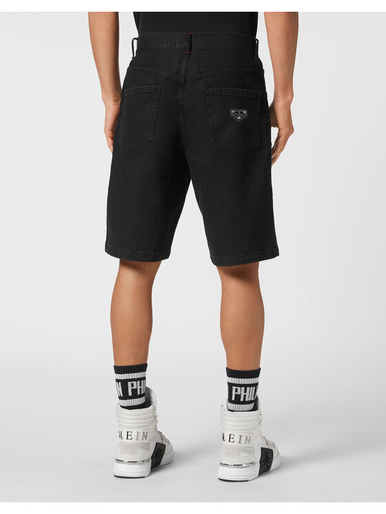PHILIPP PLEIN PHILIPP PLEIN Szorty jeansowe 31801 Czarny Loose Fit