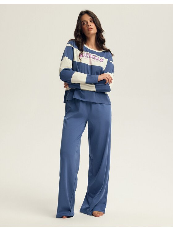 Esotiq Esotiq Piżama 43808 Granatowy Regular Fit