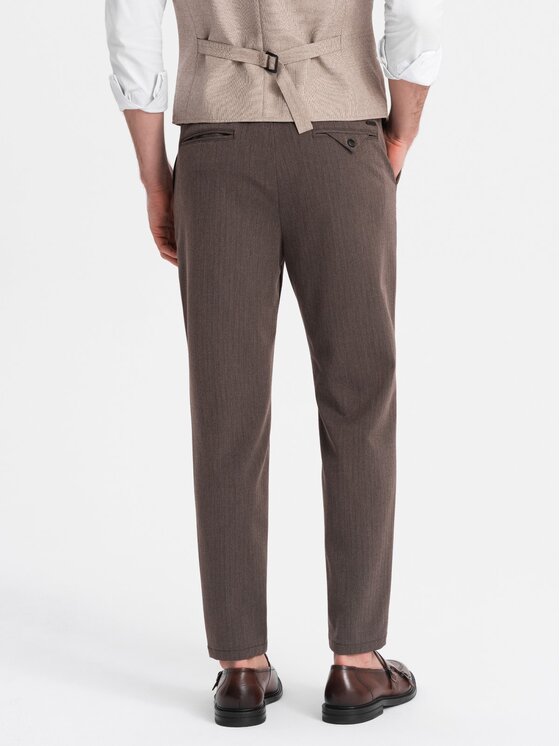 Ombre Ombre Spodnie materiałowe OM-PACP-0158 Brązowy Chino Fit