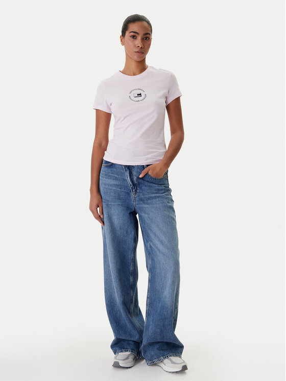 Tommy Jeans Tommy Jeans Marškinėliai DW0DW22273 Rožinė Slim Fit