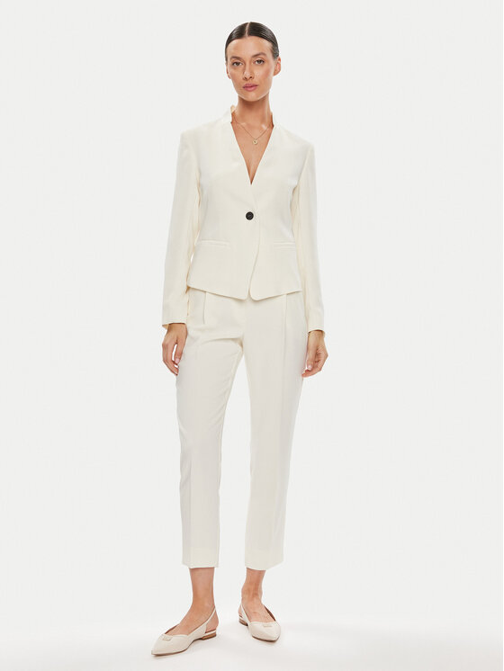 Marella Marella Spodnie materiałowe Izabel 31310511200 Écru Regular Fit