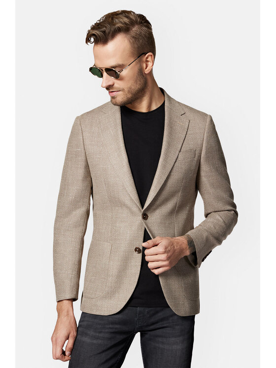 Lancerto Lancerto Marynarka Caravia MA099123000003 Beżowy Slim Fit