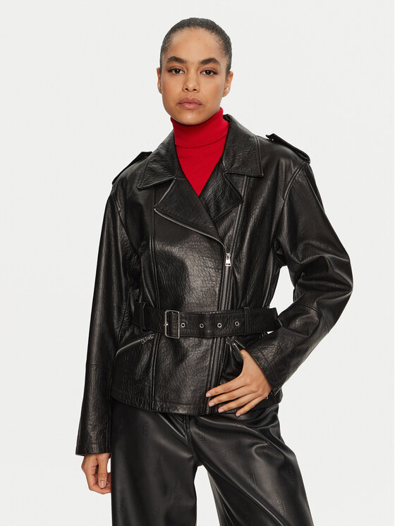 HUGO Hugo Lederjacke Leraba 50522746 Schwarz Relaxed Fit
