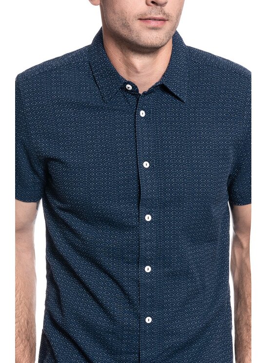 Mustang Mustang Camicia COLLIN DOBBY SHIRT Blu Regular Fit