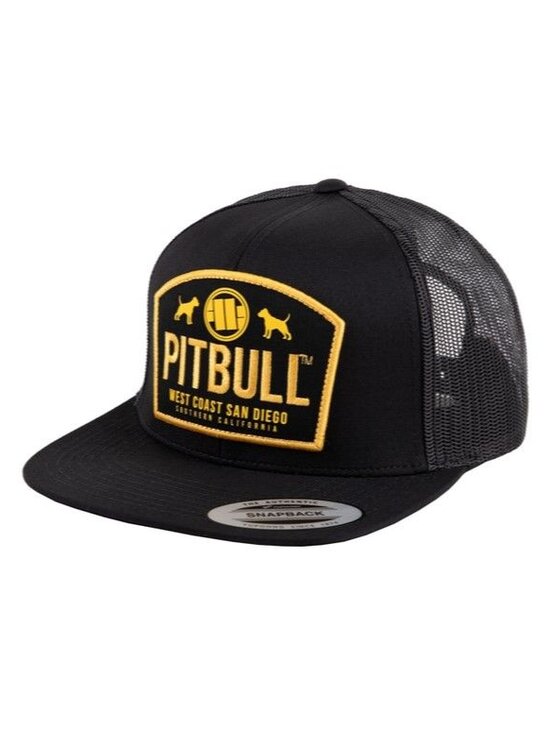 Czapka z daszkiem PITBULL, Czarne, Czapka Snapback Flat Mesh DOGS uniwersalny