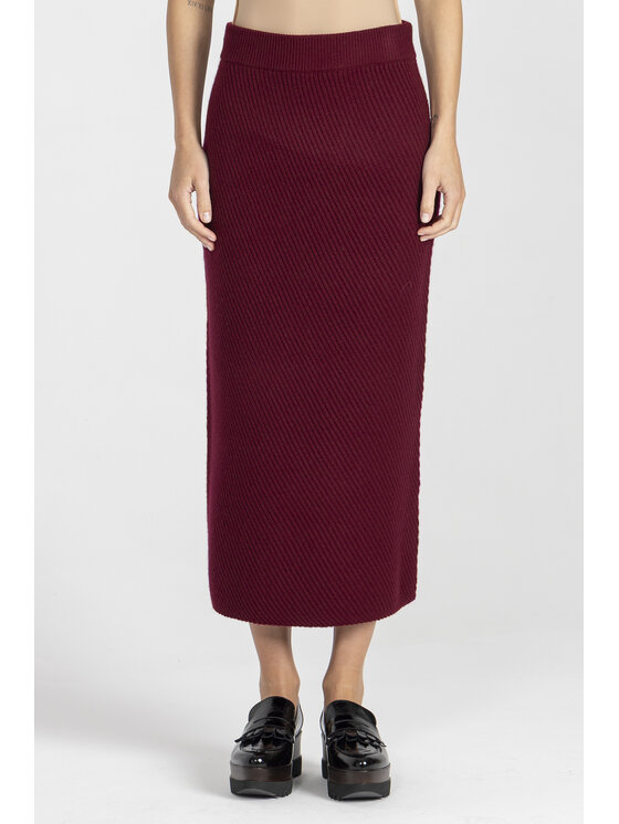 Deni Cler Milano Deni Cler Milano Spódnica midi T-DC-750D-E5-90-39-1 Bordowy Regular Fit