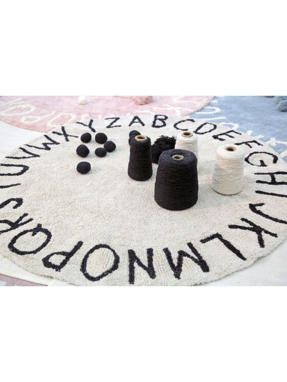 Lorena Canals Lorena Canals Dywan dziecięcy Dywan Bawełniany ABC Natural Black Ø150 cm Beżowy