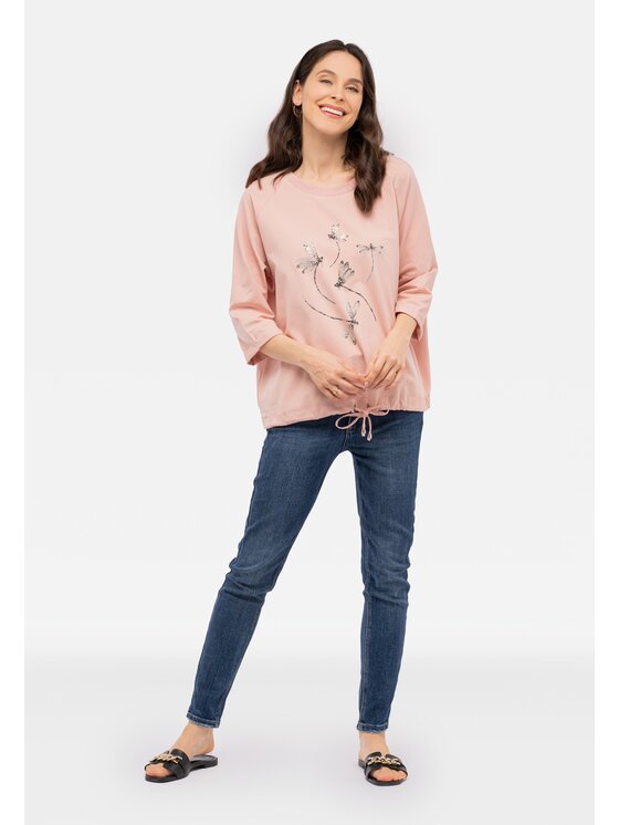 Perso Perso T-Shirt z rękawem 3/4 Różowy Regular Fit