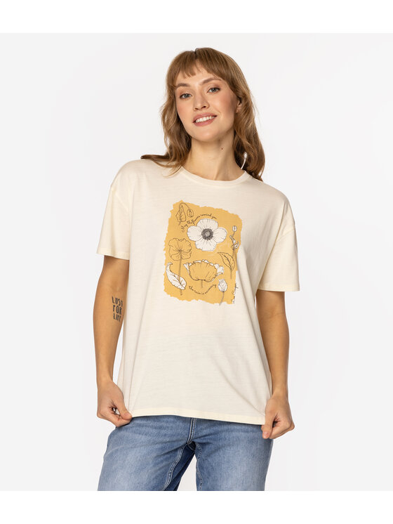 Lee Cooper Lee Cooper T-Shirt FLOWERS7 1145 Beżowy Loose Fit