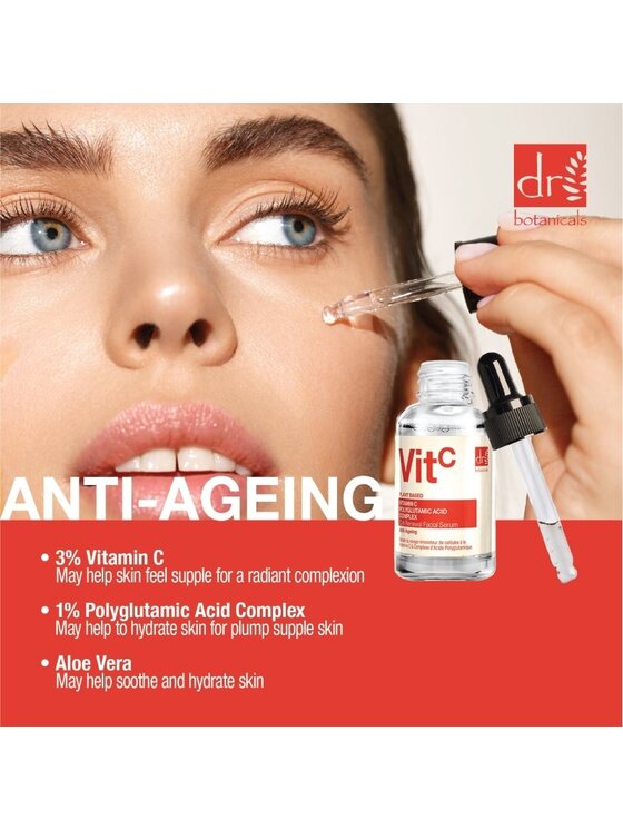 Dr Botanicals Dr Botanicals Witamina C i kwas poliglutaminowy i zaawansowane serum do twarzy, 30 ml Serum