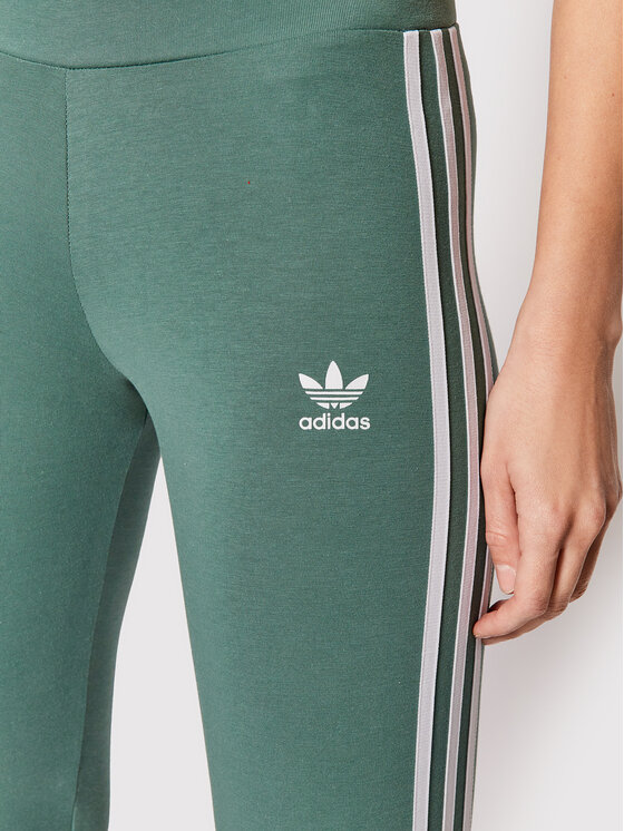 adidas adidas Legingi 3 Stripes HE0405 Zaļš Slim Fit
