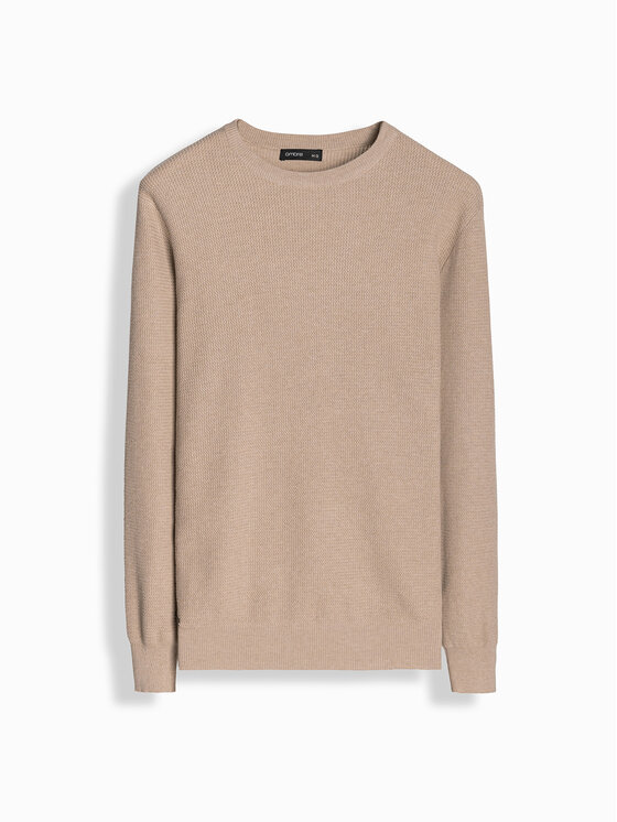 Ombre Ombre Sweter OM-SWSW-0142 Beżowy Regular Fit