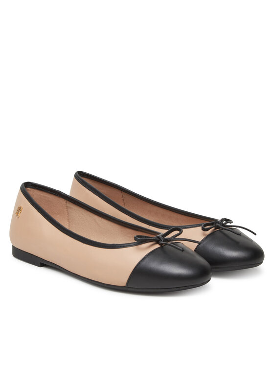 Tommy Hilfiger Tommy Hilfiger Balerinke Toe Cap Leather Ballerina FW0FW08759 Écru