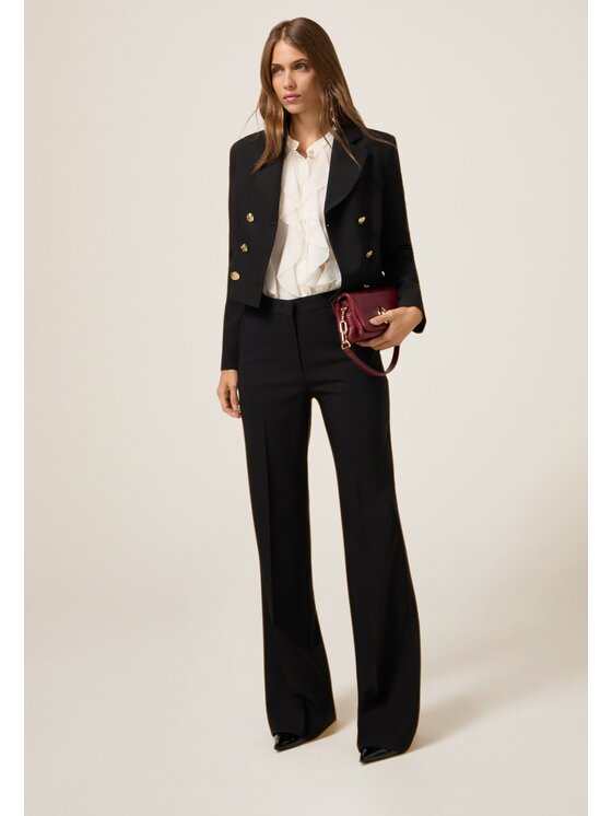 Oltre Oltre Pantaloni di tessuto P018R008989N033 Nero Flare Fit