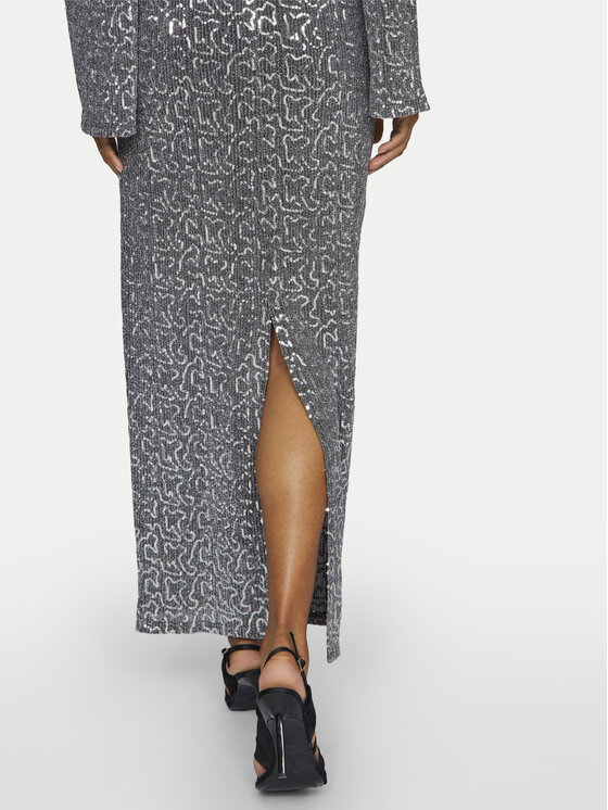 Vila Vila Maxi suknja Sanadu 14101820 Srebrna Regular Fit
