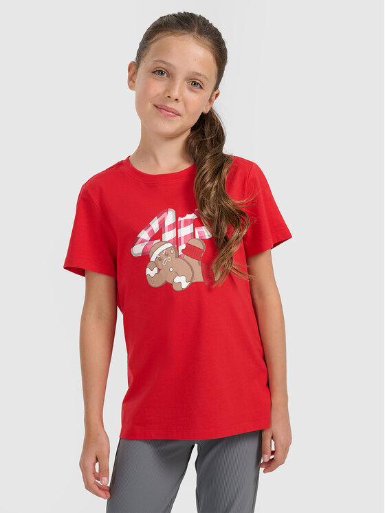4F 4F T-Shirt CHRISTMAS DROP Czerwony Regular Fit