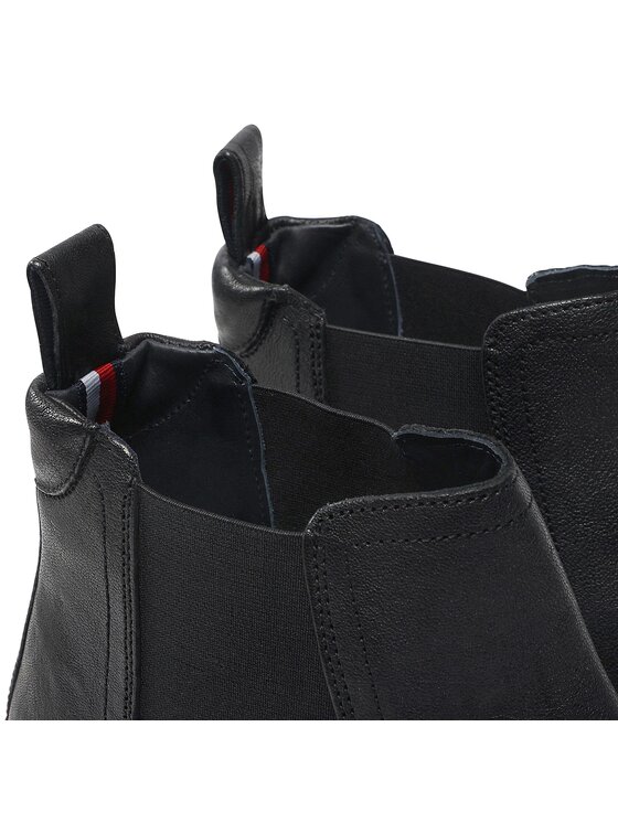 Tommy Hilfiger Tommy Hilfiger Боти тип челси Signature Hilfiger Lth Chelsea FM0FM04177 Черен