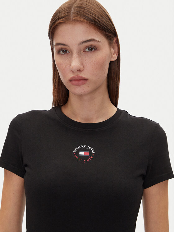 Tommy Jeans Tommy Jeans Póló Tjw Slim Essential Logo 2 Tee DW0DW20316 Fekete Regular Fit