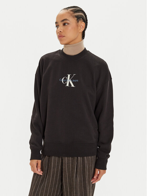 Calvin Klein Jeans Calvin Klein Jeans Pulóver Monologo J20J224177 Fekete Regular Fit