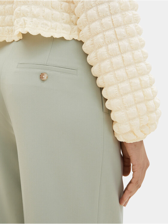 Tom Tailor Tom Tailor Spodnie materiałowe 1040686 Zielony Wide Leg
