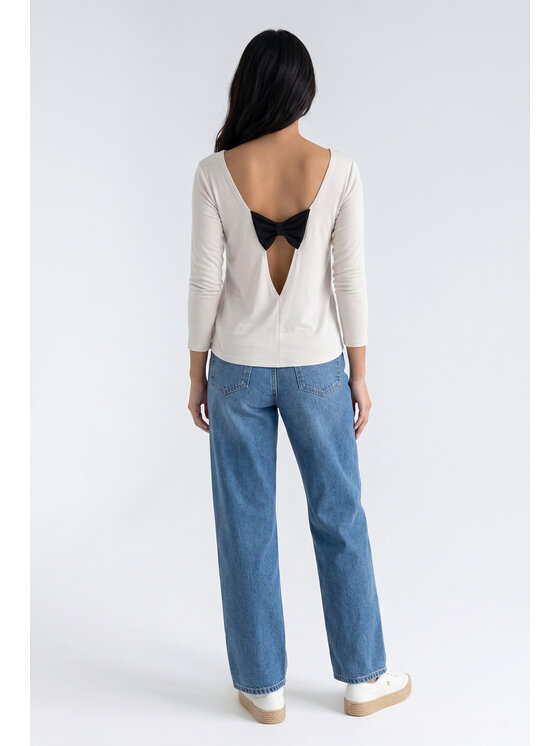 FIGL FIGL Bluzka M1371 Beżowy Regular Fit