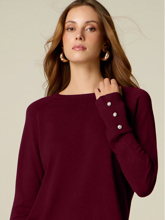 Oltre Oltre Sweter M304J005558N016 Bordowy Regular Fit
