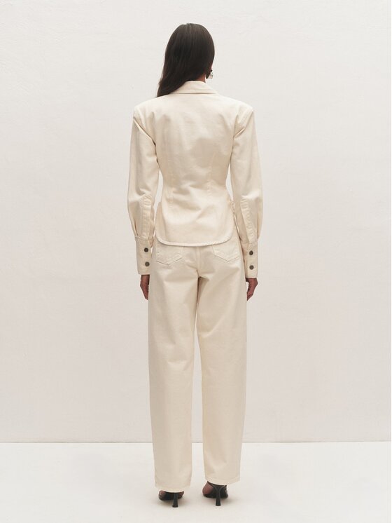 Le Collet Le Collet Jeansy ESTER Kremowy Straight Leg