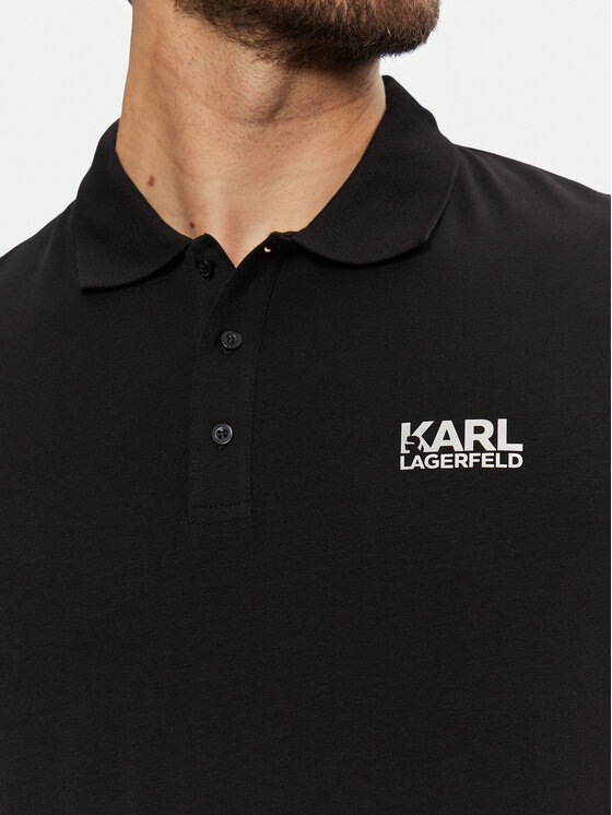 KARL LAGERFELD KARL LAGERFELD Тениска с яка и копчета 745088 551235 Черен Regular Fit