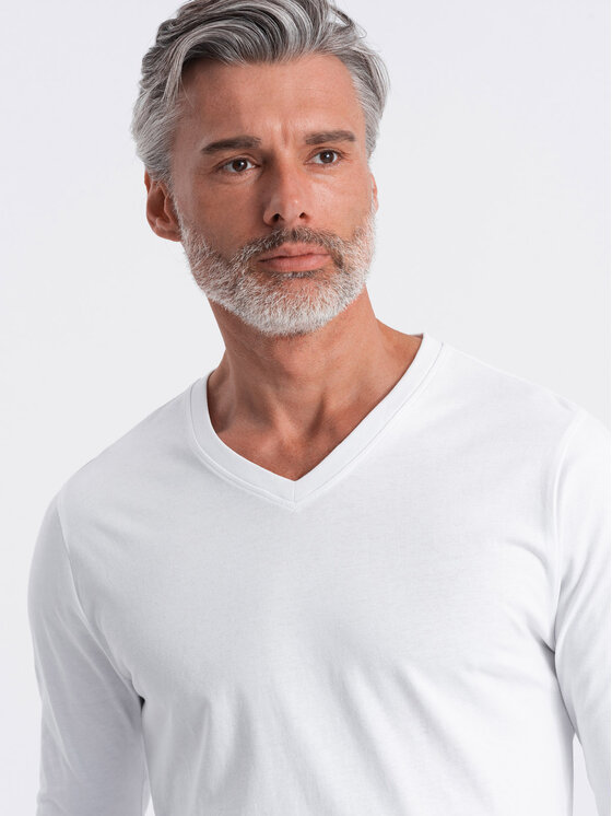 Ombre Ombre Longsleeve OM-LSBL-0108 Biały Classic Fit