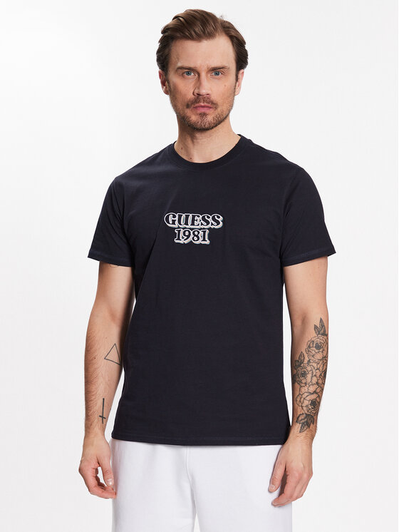 Guess T-krekls Logo M3GI30 K8FQ4 Tumši zils Slim Fit