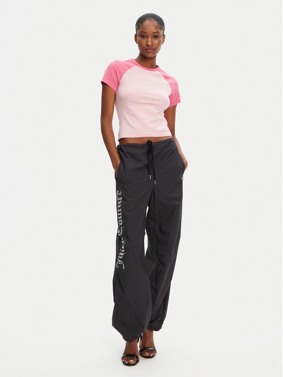 Juicy Couture Juicy Couture Póló Contrast JCWCT125307 Rózsaszín Slim Fit